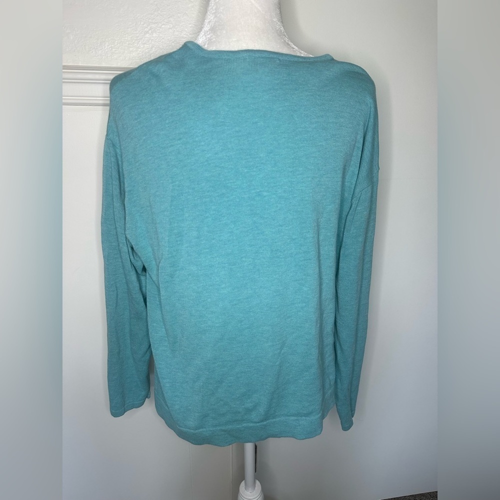 J. Jill Blue Tie Front Blouse Relaxed Fit size L - Picture 3 of 10